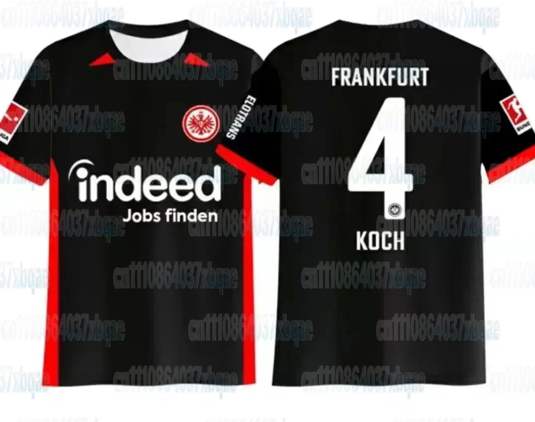 Herren-Fußballmannschafts-T-Shirt mit 3D-Frankfurter-Druck, lässiges Kurzarm-T-Shirt mit Fußballstar-Nummer, Unisex-Familienoutfit – Detail 10