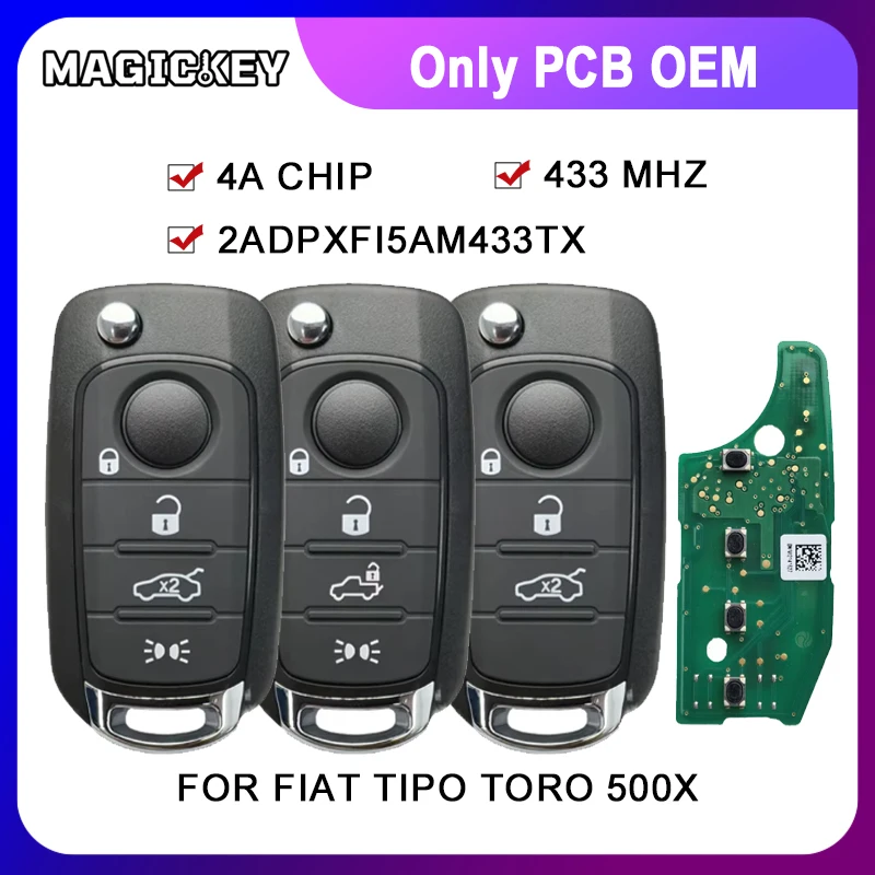 

1 шт. OEM PCB выкидной ключ-пульт для автомобиля 433 МГц с чипом 4A для FIAT TIPO Toro 500X Nuovo Grazie 2016 2017 2018 2ADPXFI5AM433TX