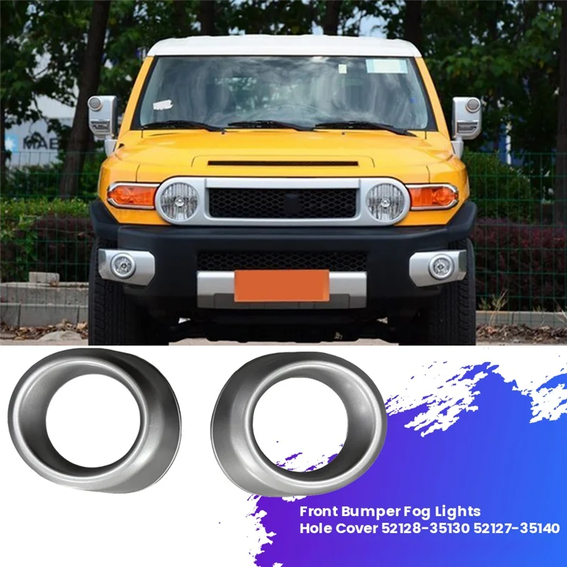 

1Pair Front Bumper Fog Lights Hole Cover 52128-35130 52127-35140 For Toyota Cruiser FJ 2007-2018 Lamp Hole Chrome Caps Parts-ABQ