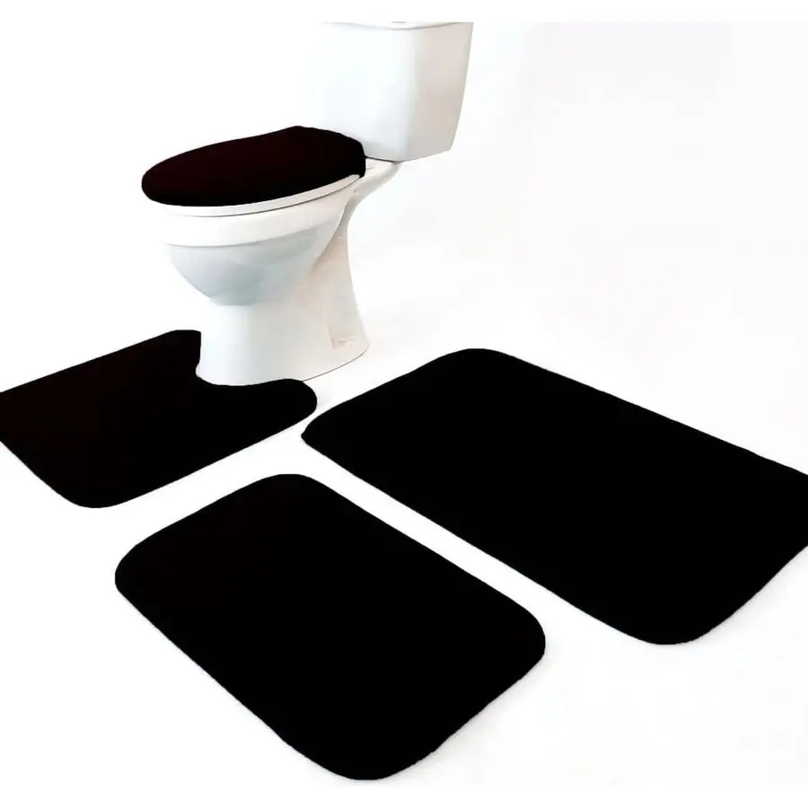 

Memory Foam Bathroom Rugs Set 4 Piece with Toilet Lid Cover and Rug Set Combo, Bath Mat Sets 3 Piece and UShaped Toilet Floor Ru