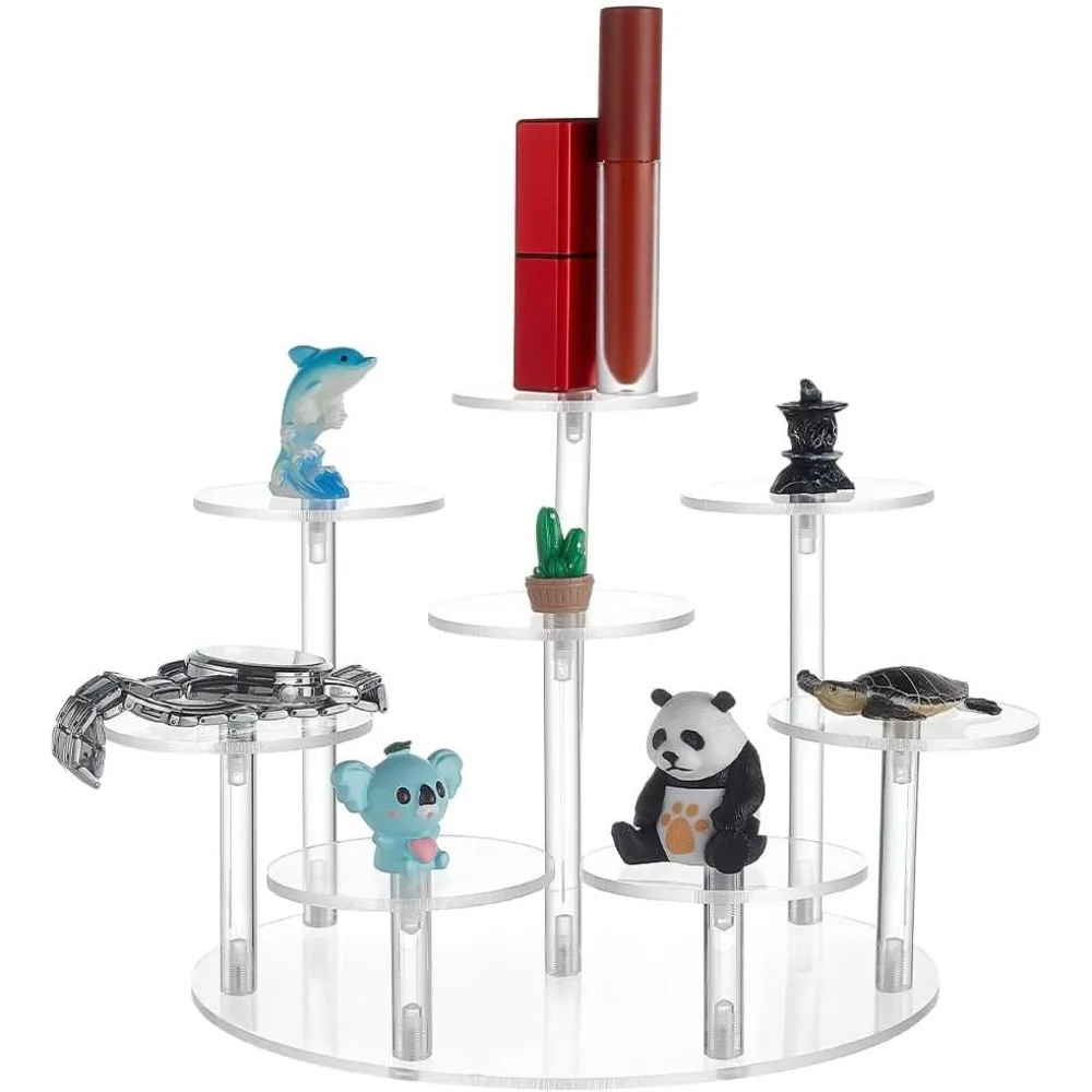 Acrylic Riser Display Shelf 8-Tier Clear Risers Stand Multilevel Round Stands Mini Figure Display Riser Stand Collectibles