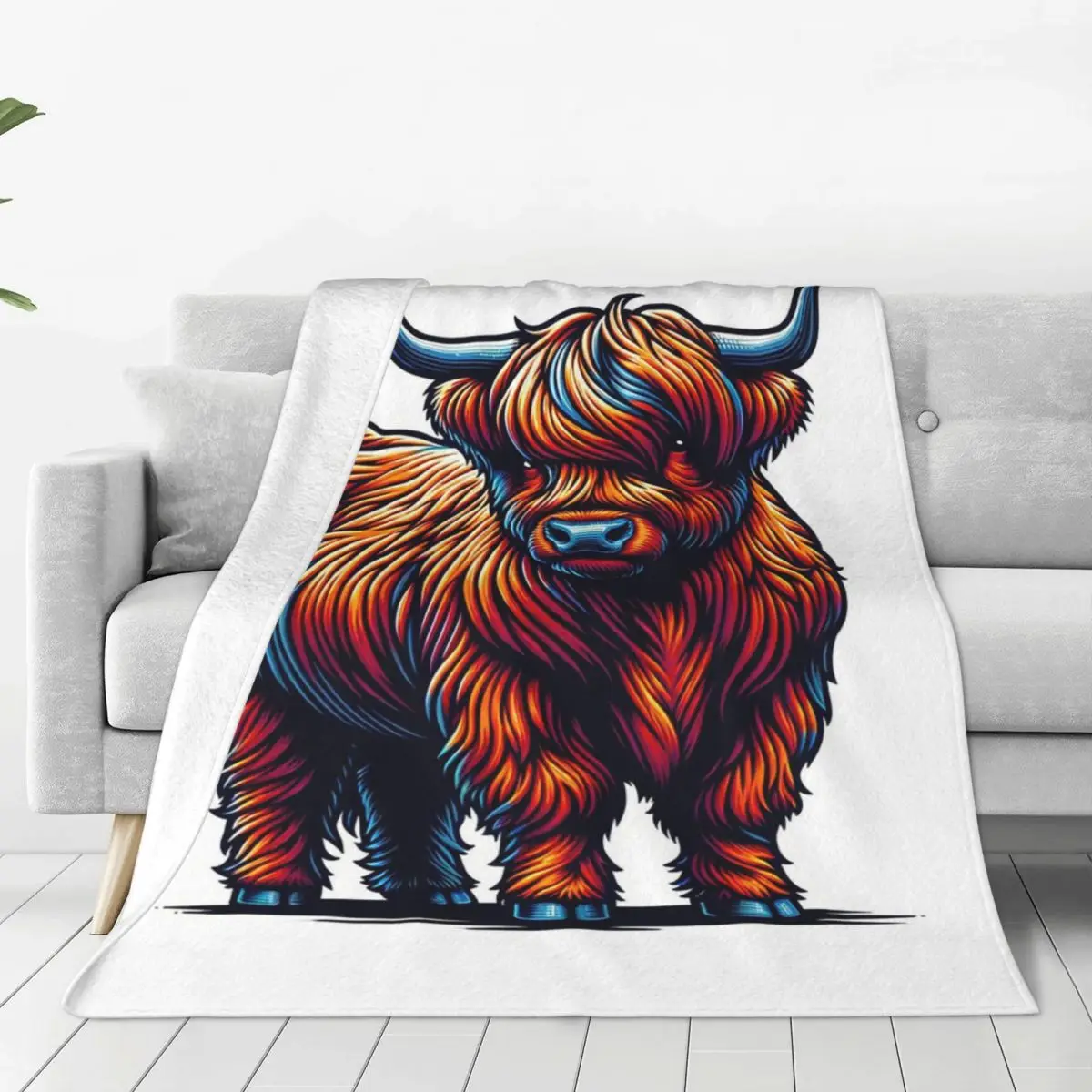 Highland Coo Blankets Fleece Lightweight Sofa Throw Blankets For Couch Bedding Travel Throws Bedspread Quilt