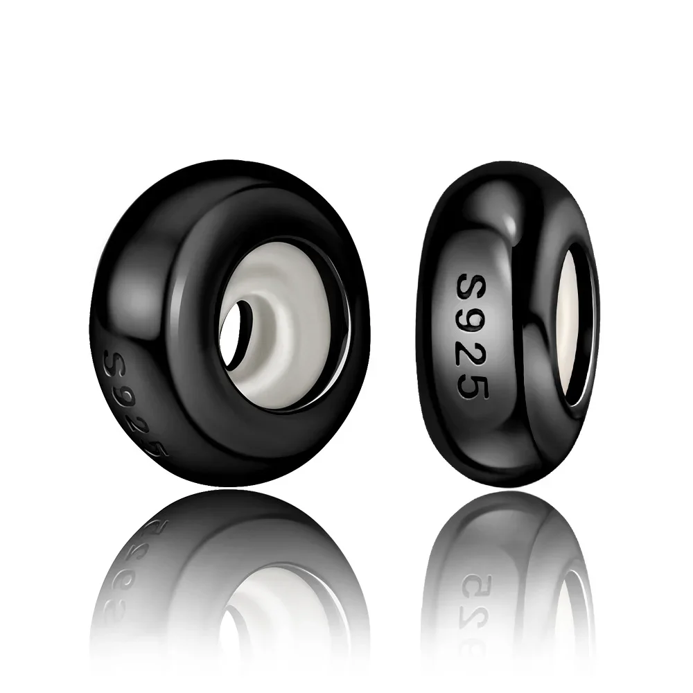 シンプルな 925 スターリングシルバースペーサークリップビーズオリジナルブレスレットカラールービックキューブチャーム DIY ブレスレットクラシックファインジュエリー