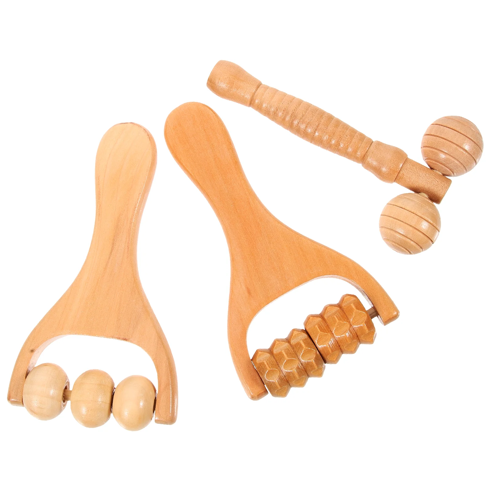 

3 Pcs Foot Massage Hand Roller Shoulder Wooden for Back Tool Lymph Neck Rollers Body