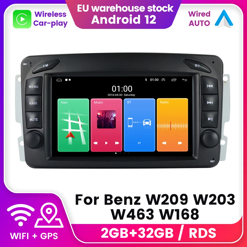 NaviFly  Car Multimedia Player For Mercedes Benz W203 Vito W639 Vaneo CLK W209 Android 12 Carplay Auto WIFI BT FM RDS USB