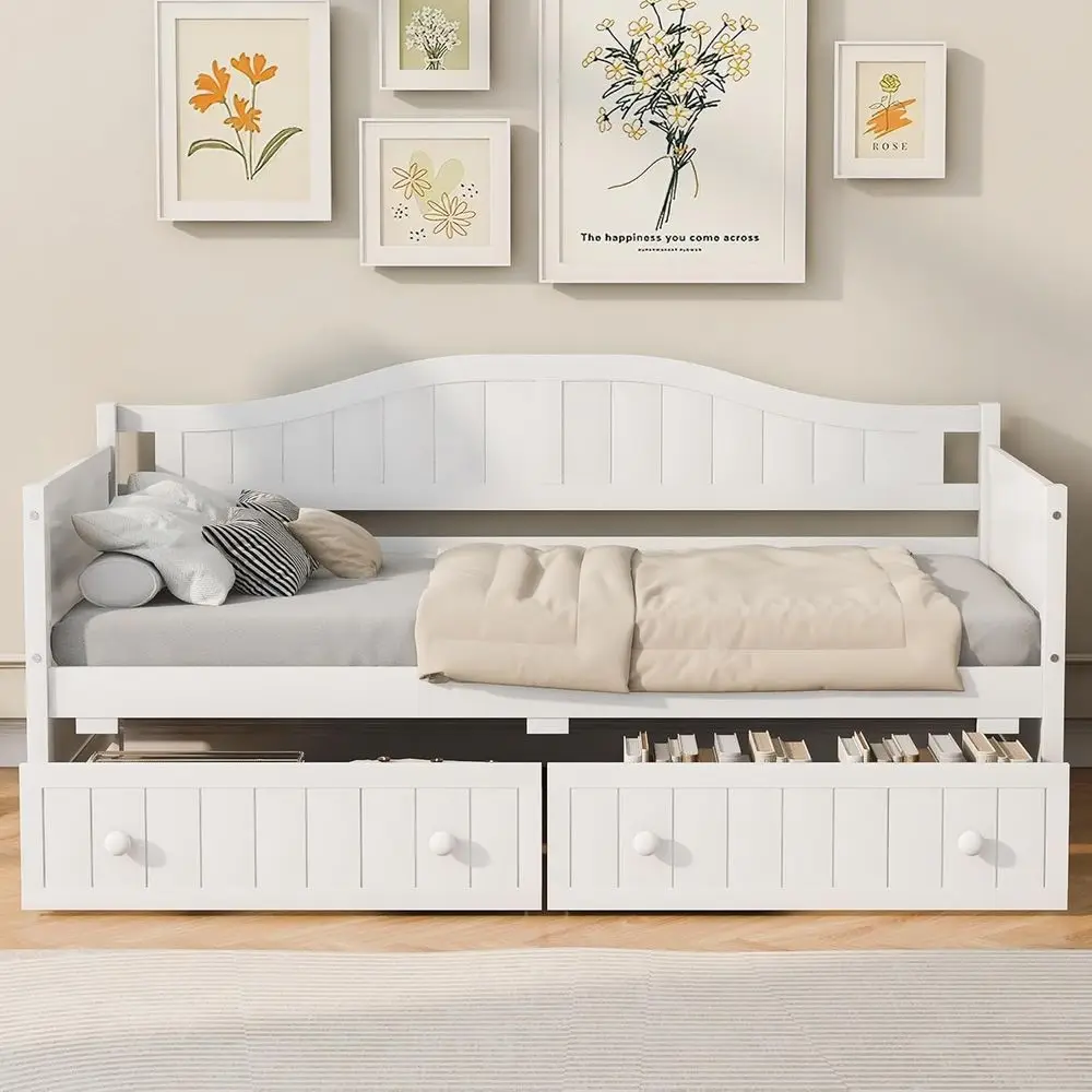 Harper & Bright Designs Twin Size Pine Wood Daybed with 2 Storage Ders, Wooden Soa Bed e or Bedroom Living Room, No Box Spring N