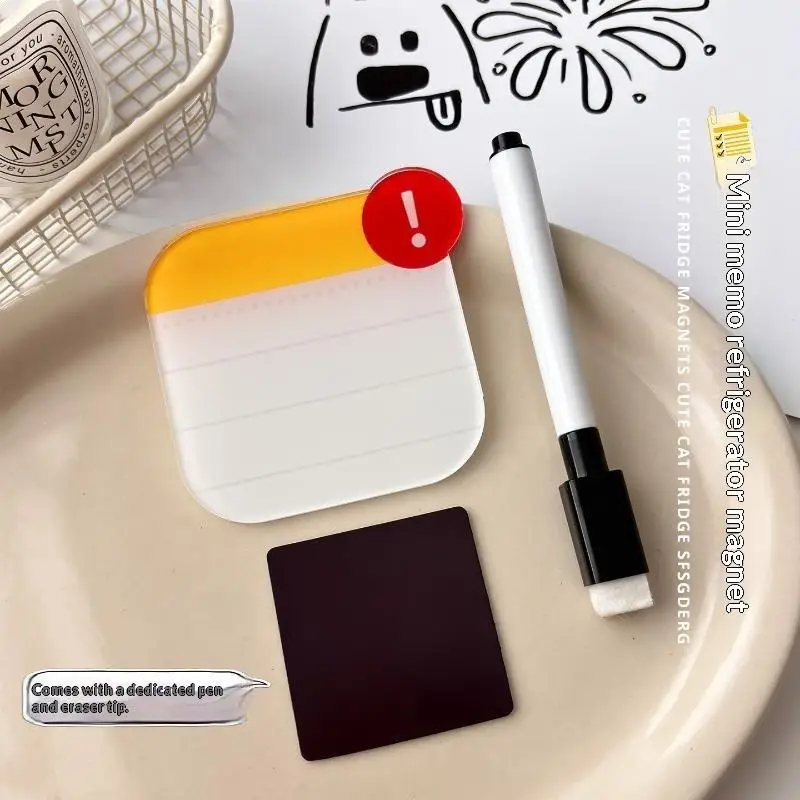 Exclamation Mark Reusable Acrylic Refrigerator Message Magnet Erasable Dry Erase Memo Board for Kitchen Home Use