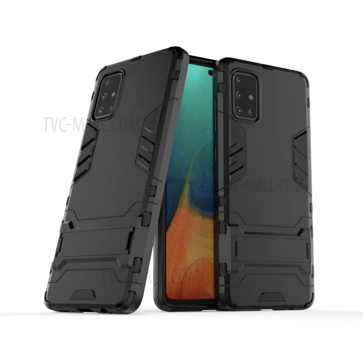 

2-in-1 PC + TPU Phone Shell with Kickstand for Samsung Galaxy A71 - Black