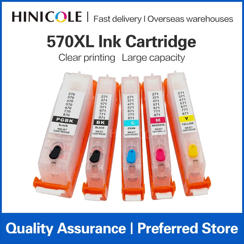 570 571 PGI-570 PGBK CLI-571 Refillable Ink Cartridge For Canon PIXMA MG5750 MG5751 MG5752 MG5753 MG6850 MG6851 MG6852 MG6853