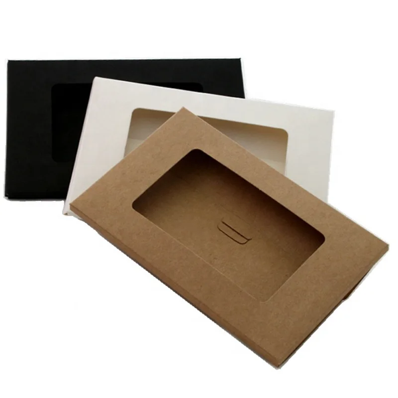 50pcs Kraft Paper Gift Packaging Box for Lingerie Underwear Scarf Open Window Favor Boxes Postcard Sleeve Photo Envelope Box