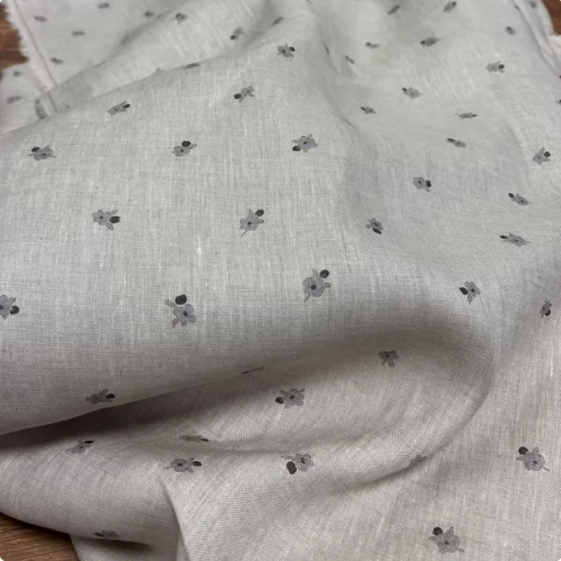

Linen printed fabric for dress, robe, shirt clothing handmade diy fabric