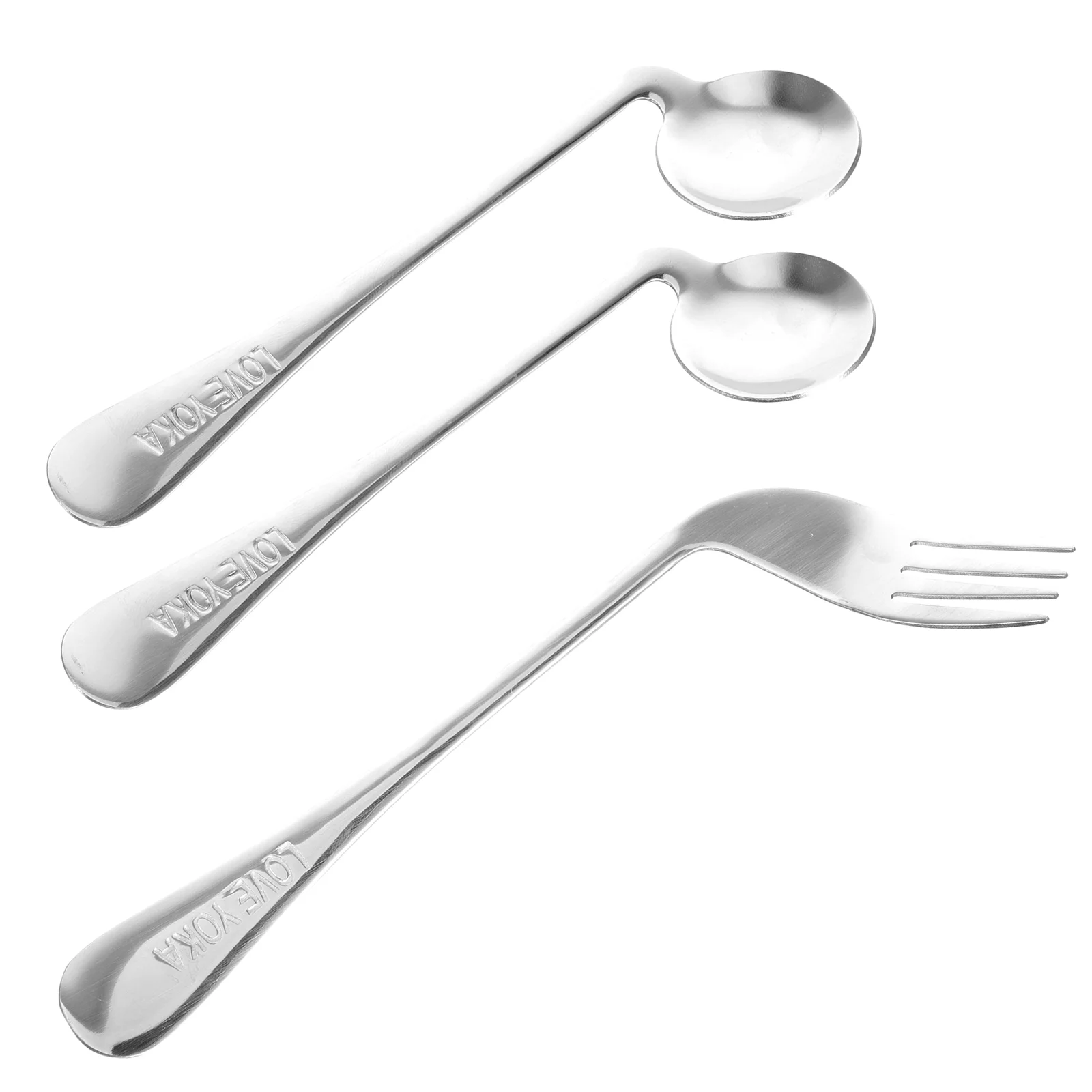 Left Hand Cutlery Angled Spoon for Old Man Tableware Curved Fork Food Feeding Auxiliary