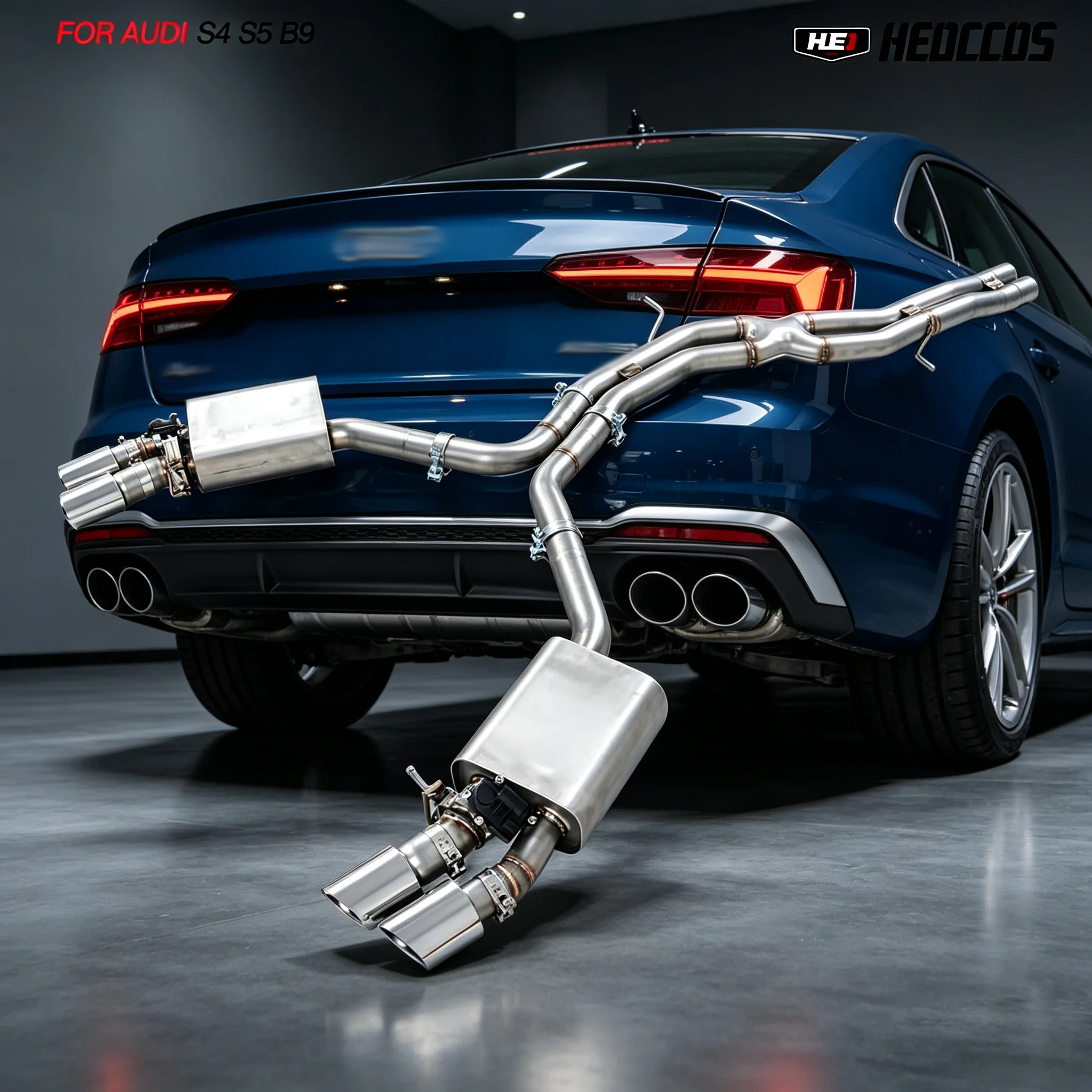 HEO Racing Stainless Valved Catback Exhaust System For Audi S4 S5 B9 Direct Fit Auto Exhaust Replacement Hardware