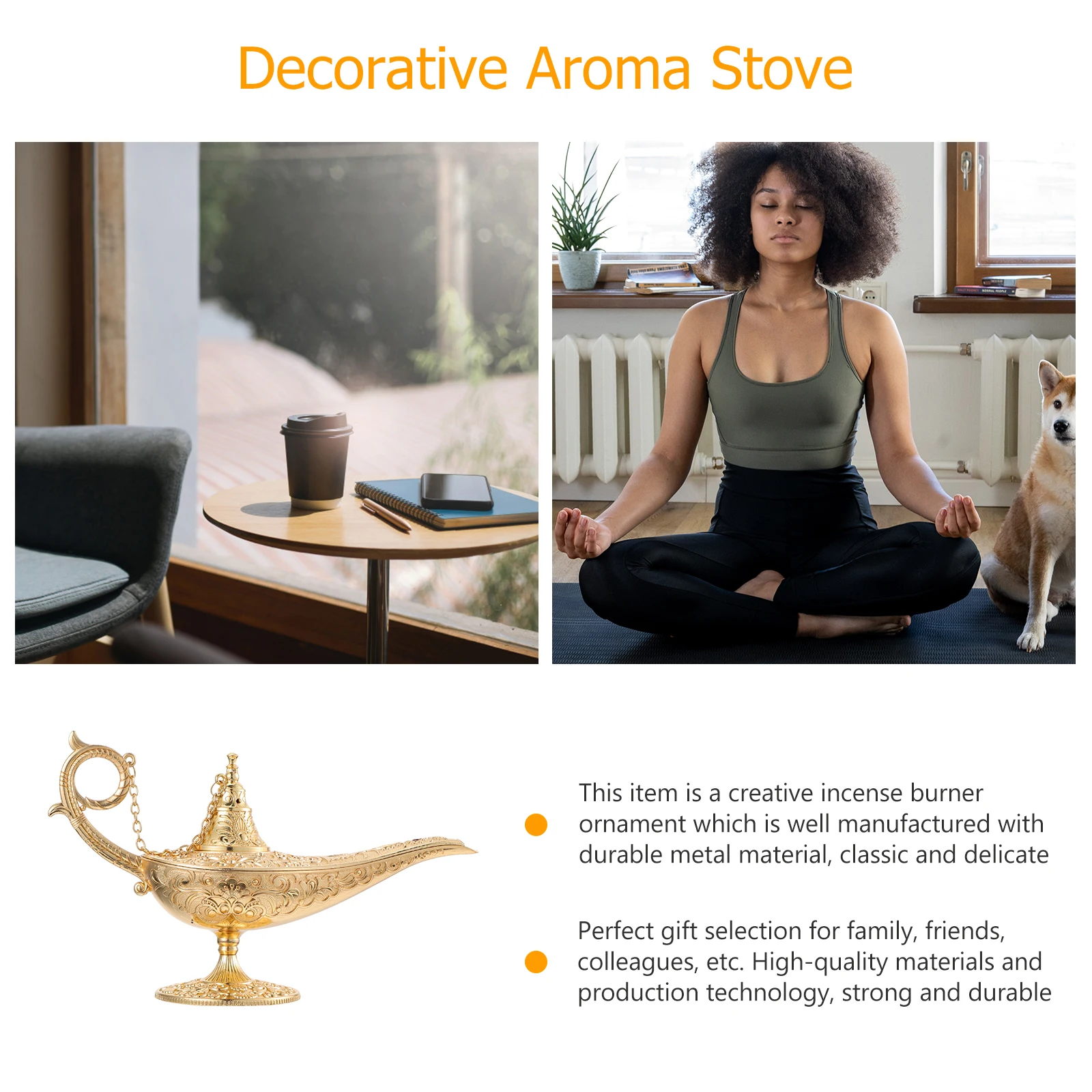 

1Pcs Creative Indian Style Incense Burner Metal Hollow Carved Censer Perfect Gift for Family Friends Decorative Aroma