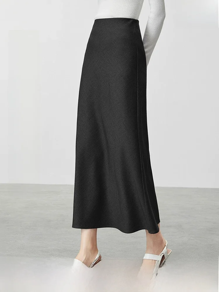 

Women's Wool Blend Midi Skirt Spring 2026 New Hanging Sense Large Swing Small Wave Skirt A-Line Casual Skirts