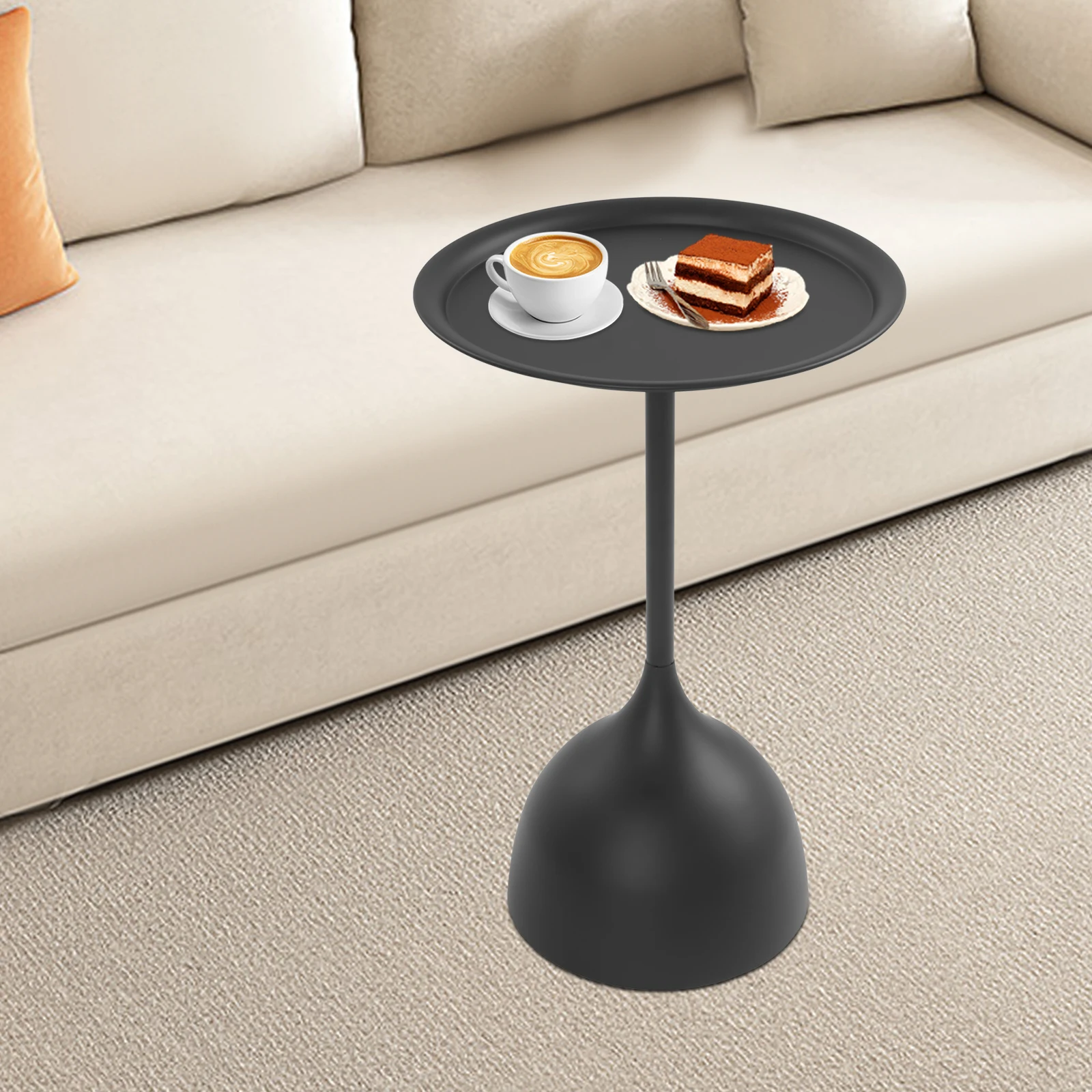 Side Table, 23.62in Height End Table, Durable Wrought Iron Coffee Table 11.02lbs Load, Waterproof Living Room Table for Bedroom