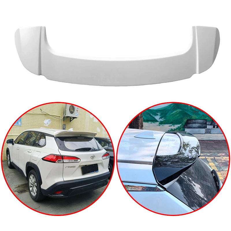 

For Toyota Corolla Cross 2022 2023 2024 High Quality ABS Car Rear Roof Wing Spoiler Glossy Black White Carbon Fiber Look