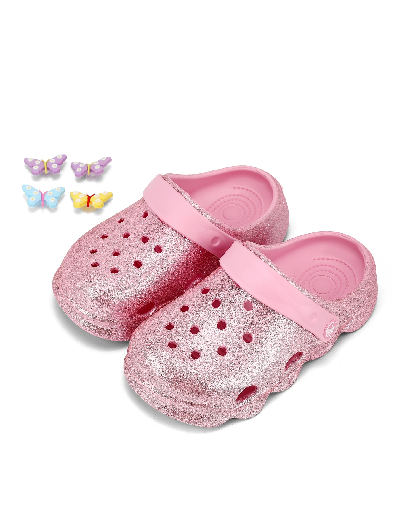 Glitzer-Clog für Kinder, leichte EVA-Gartenschuhe, wasserdichte rutschfeste Sandalen, bequeme Slip-On-Schuhe für drinnen und draußen 1214 – Detail 9