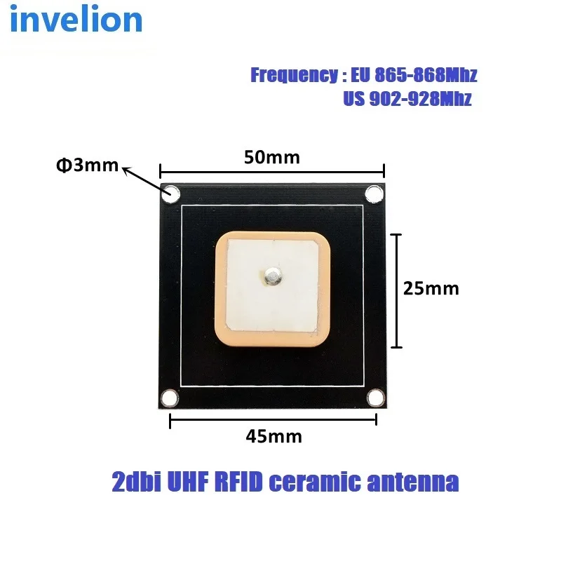 micro 25*25mm uhf rfid ceramics antenna 902-928mhz 5cm-2m read range MMCX SMA IPEX compact size for embedded Android system