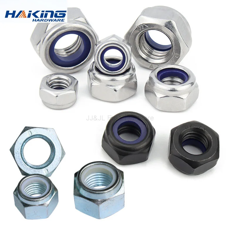 

M2 M3 M4 M5 M6 M8 M10 M12 Galvanized Carbon Steel plating Black Zinc stainless steel 304 Self-locking Nuts Hex Nylon Lock Nut