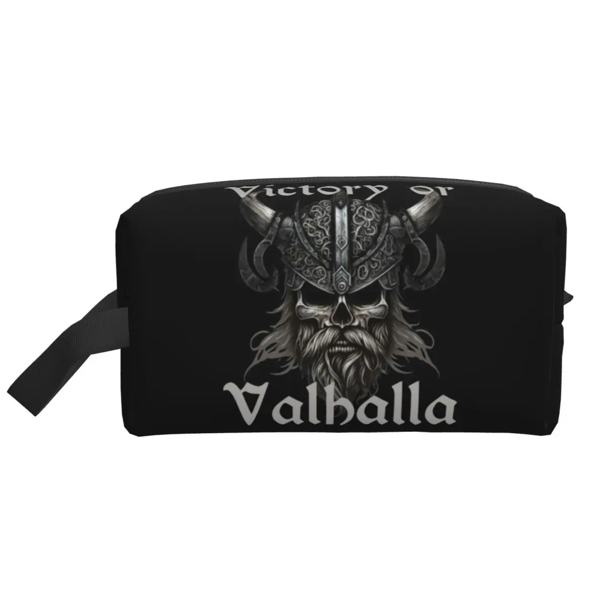 Neceser Victory Or Valhalla para mujer, moda de gran capacidad, calavera vikinga con casco, estuche de maquillaje, almacenamiento de belleza, bolsas de aseo