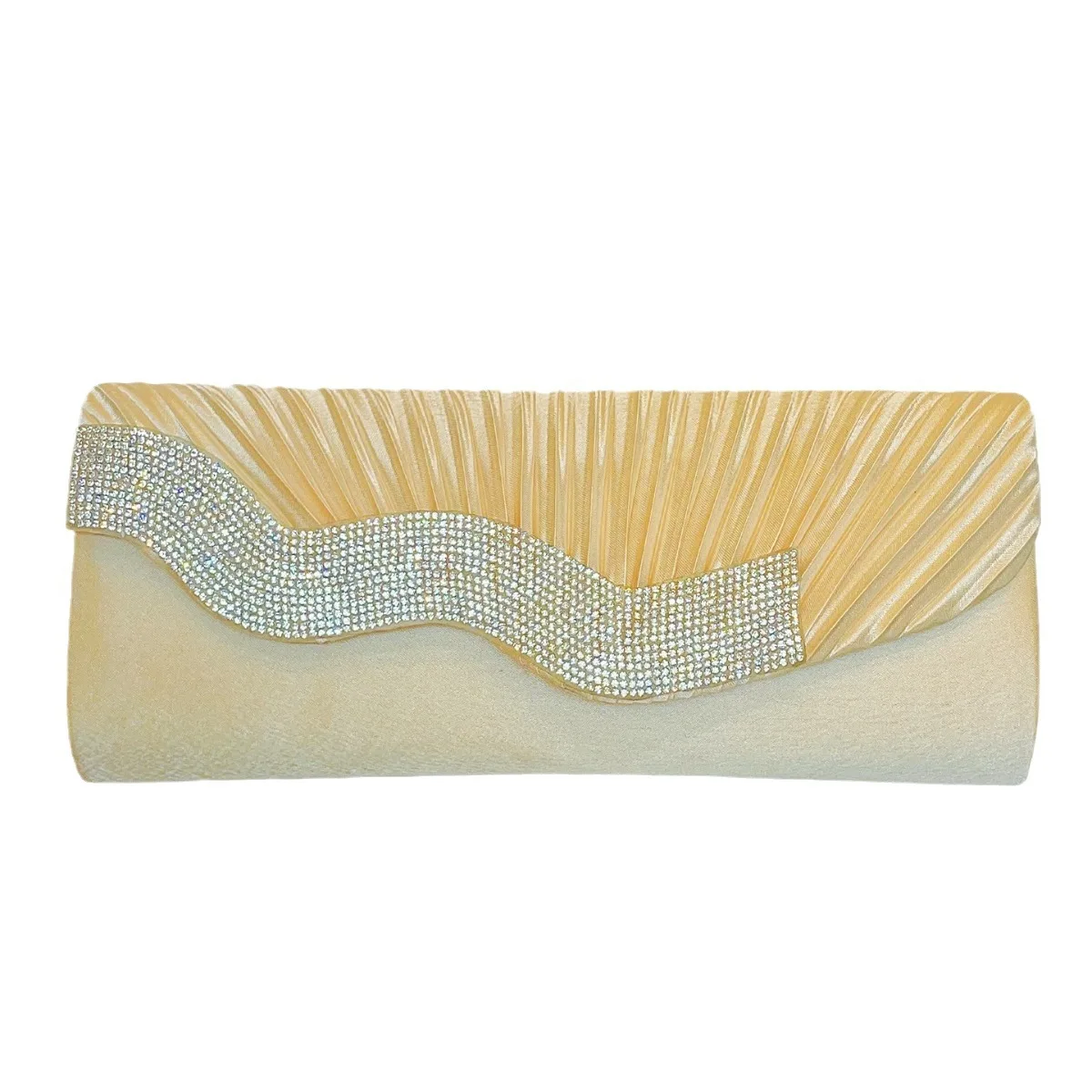 

Silk Pleated French Clutch - Shoulder Messenger Banquet Dinner Bag Ladies Cosmetic Pouch Organizer High-End Ladies' Banquet Bag