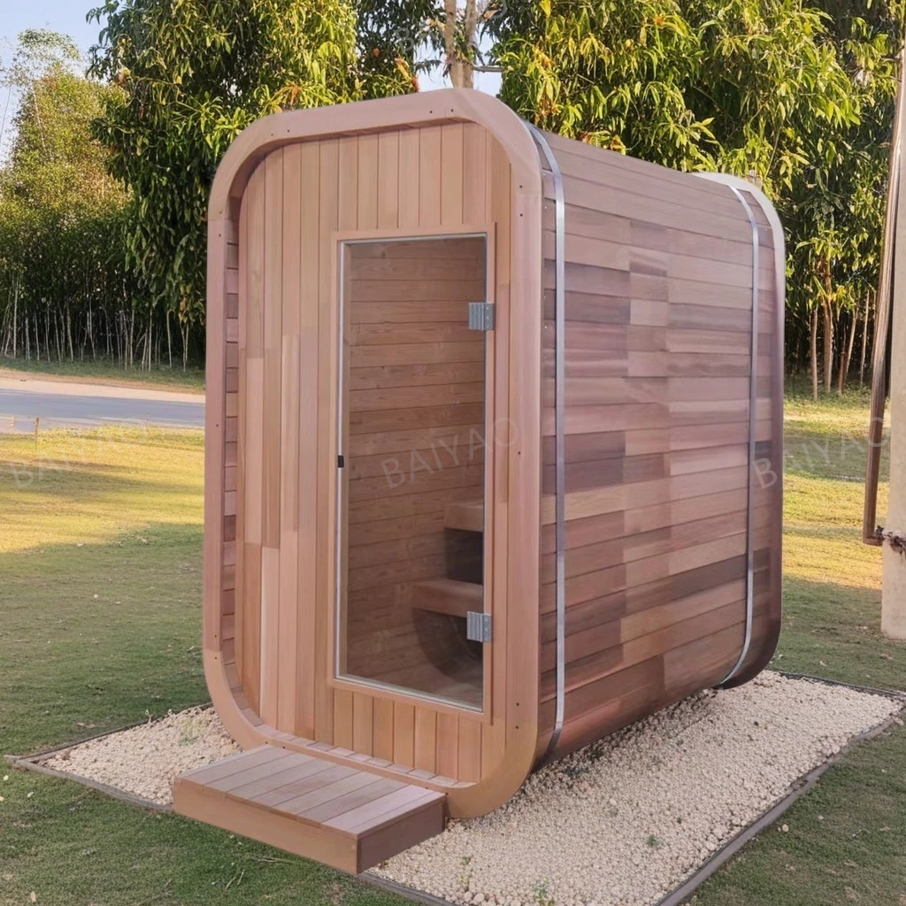 

Hot Sale 1-2 Persons Outdoor Sauna Room Square Dry Sauna Kit With Red Cedar And White Pine Cube Sauna Room With Harvia Stove