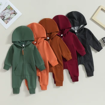 Zipper Hooded Baby Romper 1