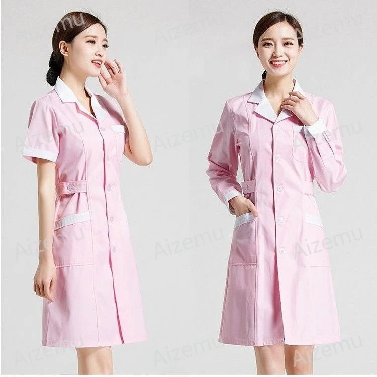 Unisex Short Sleeve Beauty Salon Scrubs Dress White Pharmacy Doctor Uniform Lab Coats Pet Grooming Spa Uniform Customized Logo