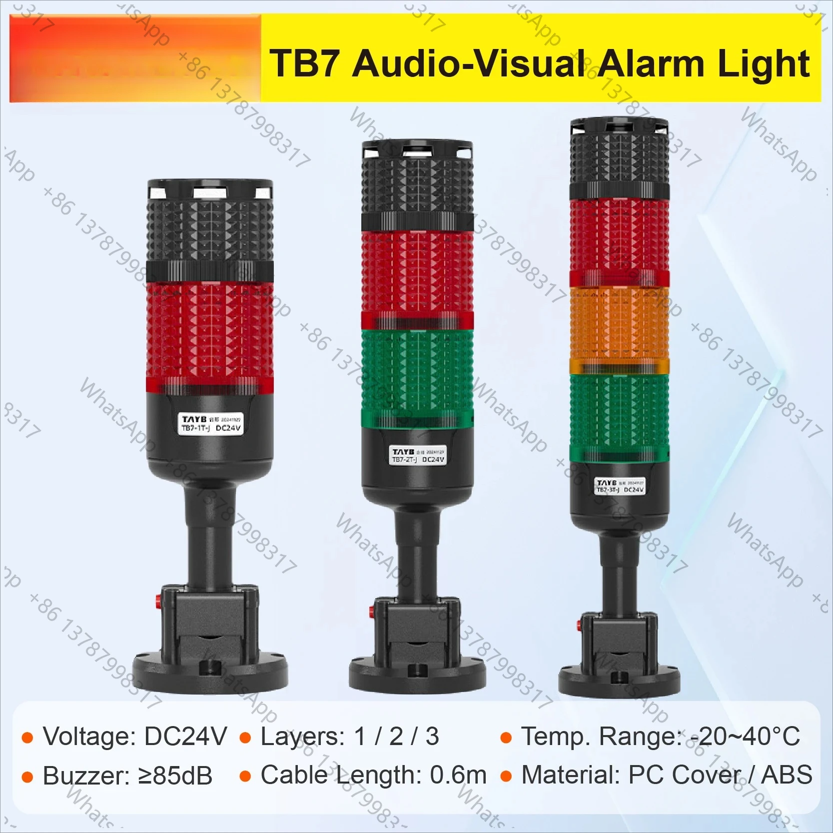 LED Signal Tower Light 24V Industrial Warning Light Stack Light with Buzzer Tri Color Alarm Beacon CNC Machine Tool Indicator