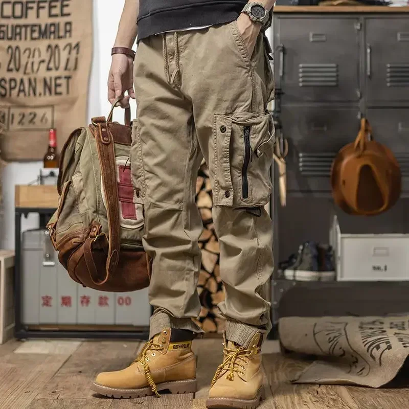 Male Trousers Outdoor Men's Cargo Pants Trekking Motorcycle Multi Pocket Biker Multipockets Hiking Big Size Slacks Luxury JJ1266