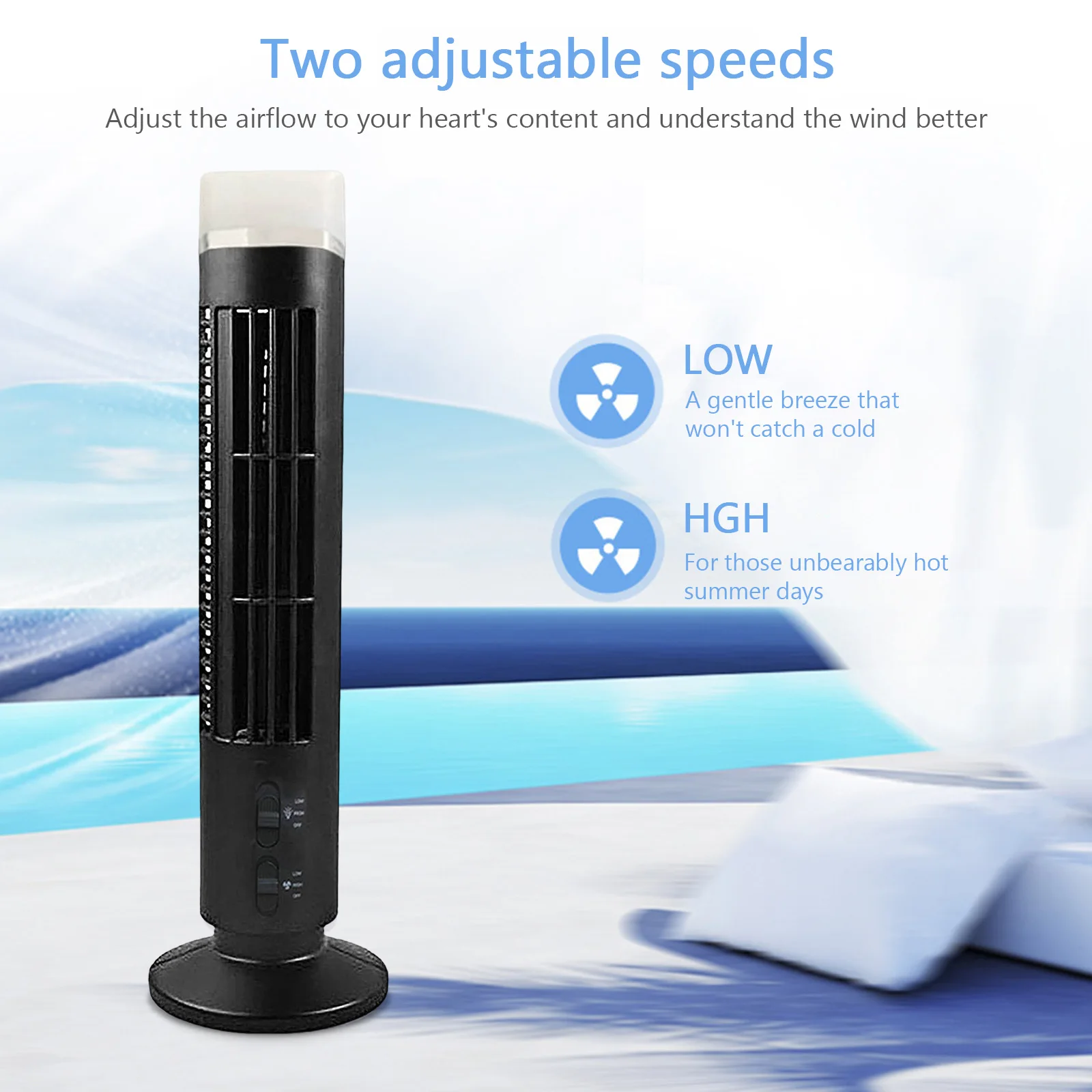 

Portable Tower Fan USB Vertical Bladeless Mute Cooler Fans 2 Speed Mini Air Condition Fan Desktop Cooling Fans For Home/Office