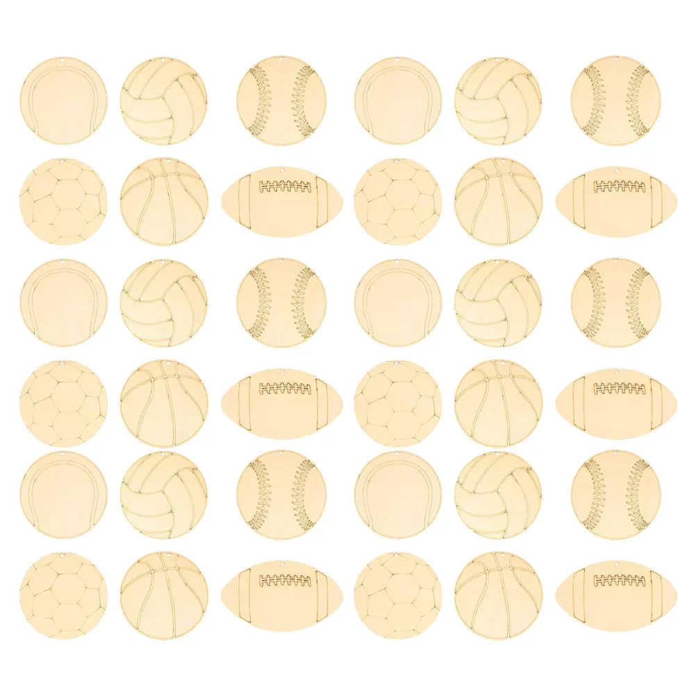 

Wooden Sports Cutouts Diy Craft Graffiti Wood Cutouts Set Unpainted Wood Chips For Graffiti Home Decor Classroom Ornaments Pcs