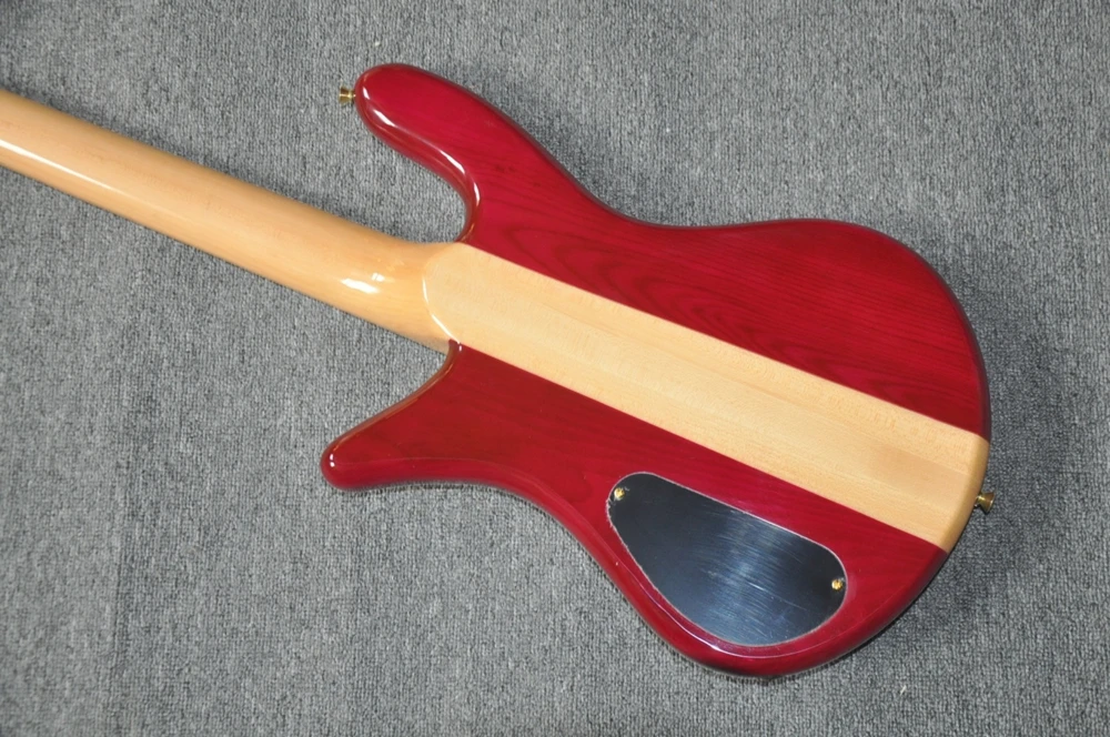 Pink 4 Strings Electric Bass Guitar with Neck Through Body,Gold Hardware,Provide customized service view 4
