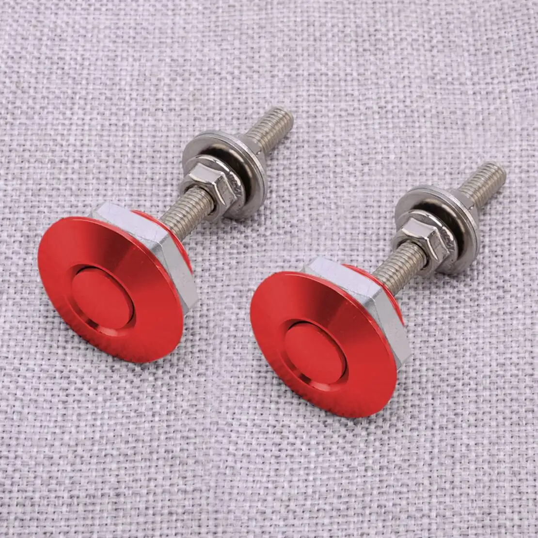 

2pcs Red 25mm Car Push Button Quick Release Hood Bonnet Pins Lock Clip Bumper Latch Aluminum Alloy fit for Universal