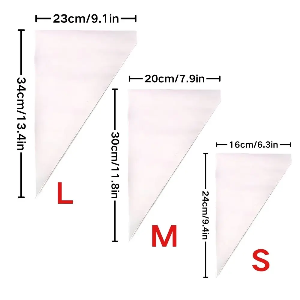 50pcs S/M/L Bulk Disposable Piping Bags Transparent Pastry Bag DIY Cake Cookie Macaron Making Tool YMY