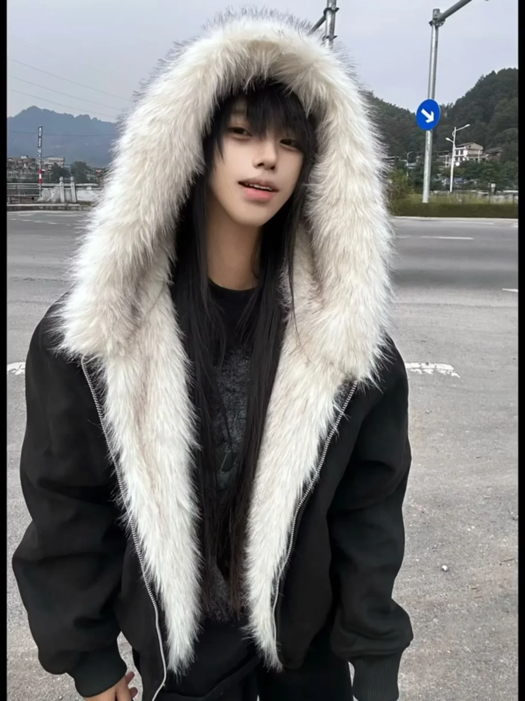 

Утепленная хлопковая куртка в американском стиле для мужчин, зимнее теплое пальто с меховым капюшоном, повседневная одежда Cleanfit на молнии