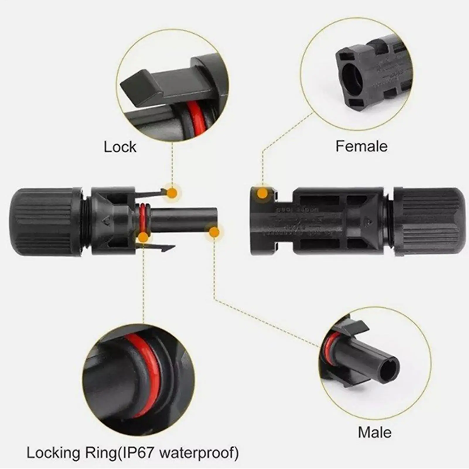 10Pair MC4 Photovoltaic Solar Connectors Efficiency Waterproof Male And Female Wire Cable Connector For Solar Cable Home Outdoor view 6