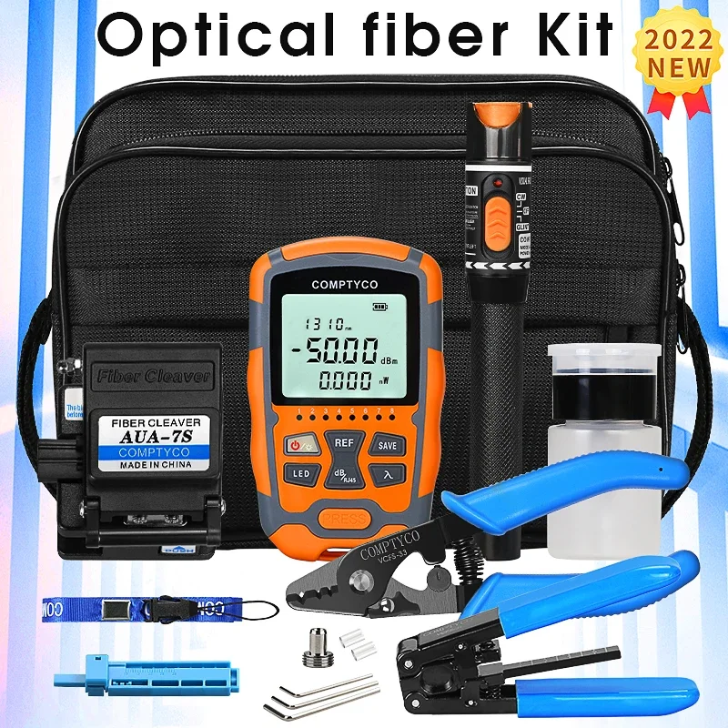 COMPTYCO FTTH Glasvezel Tool Kit met Vezelmes -50 ~ + 26dBm AUA-M5 3 in 1 MIni Optische Power Meter Visual Fault Locator10mw