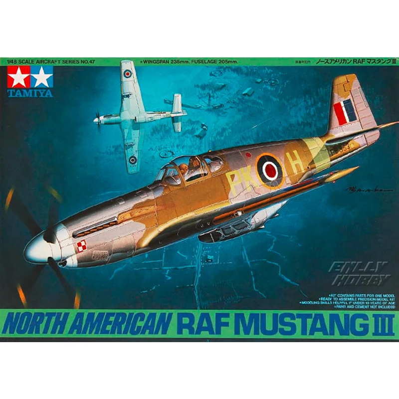 

Tamiya 61047 static assembled model toy 1/48 scale For British "Mustang" III fighter model kit