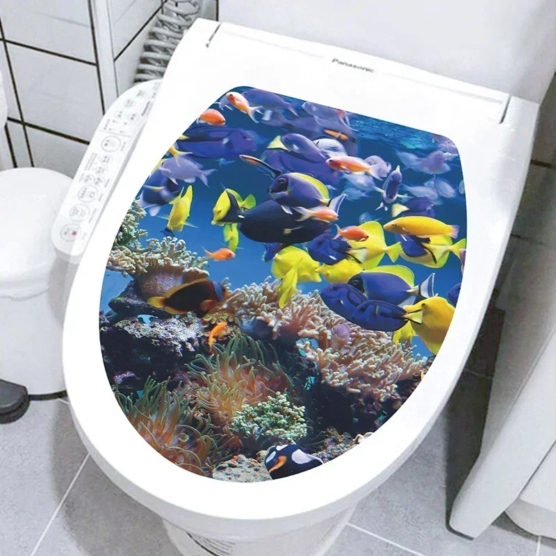 Undersea Animal Pattern  Wall Sticker Bathroom Toilet Sticker Wc Self Adhesive Mural Beautify Sealife Home Decoration Decals