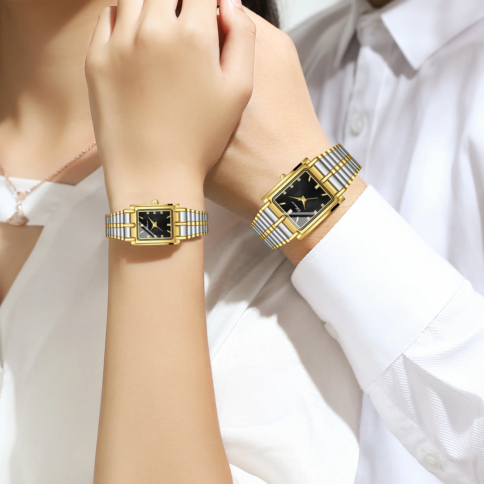 CHENXI Watch For Men Women Fashion Square Couple Watches Luxury Crystal Diamond Pair Watch Valentine Anniversary Gift