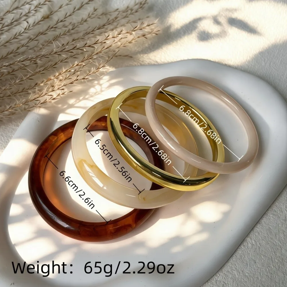 3/4 Pcs Smudged Thin Resin Bracelet Set Multicolor Marble Pattern Round Bangles Stackable Circle Shape Cuff Bracelet Set Gifts