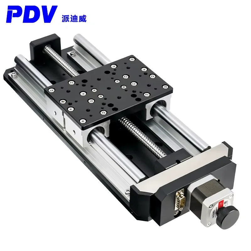 Estágio linear motorizado PT-GD130P, plataforma de tradução elétrica de palco linear de alta precisão, trilho linear de viagem de 50mm-500mm