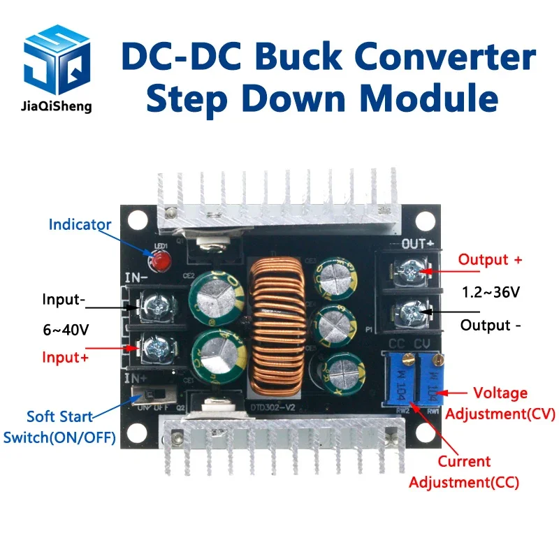 300W 20A DC-DC Buck Converter Step Down Module Constant Current LED Driver Power Step Down Voltage Module Electrolytic Capacitor