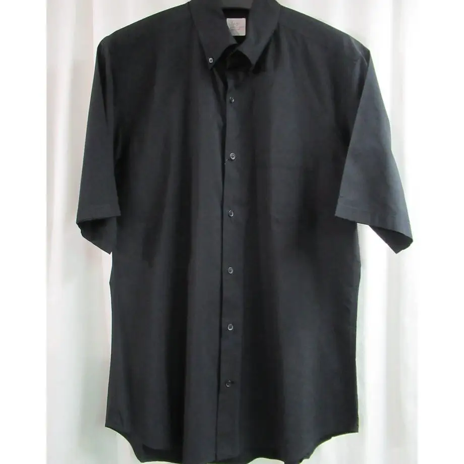 Top-yamamoto ® Dark style Men's short-sleeved shirt, black lapel button casual commuter TOP