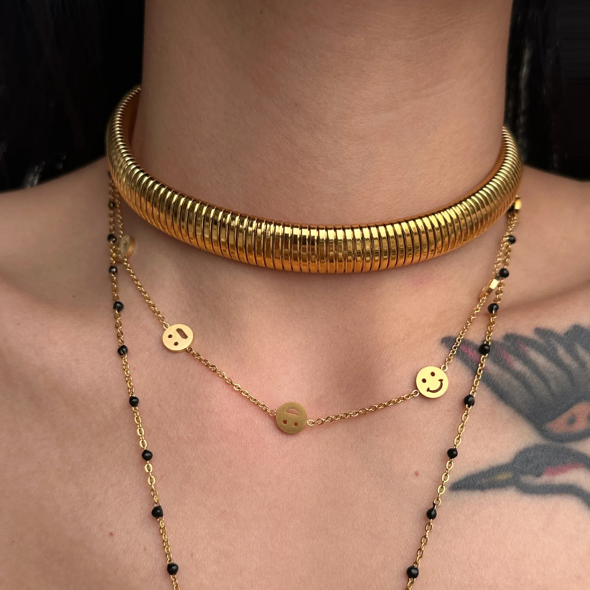 

Miranda Stainless Steel Necklace Minimalist Metal Texture Women Collar Necklace joyería acero inoxidable mujer Party Gift