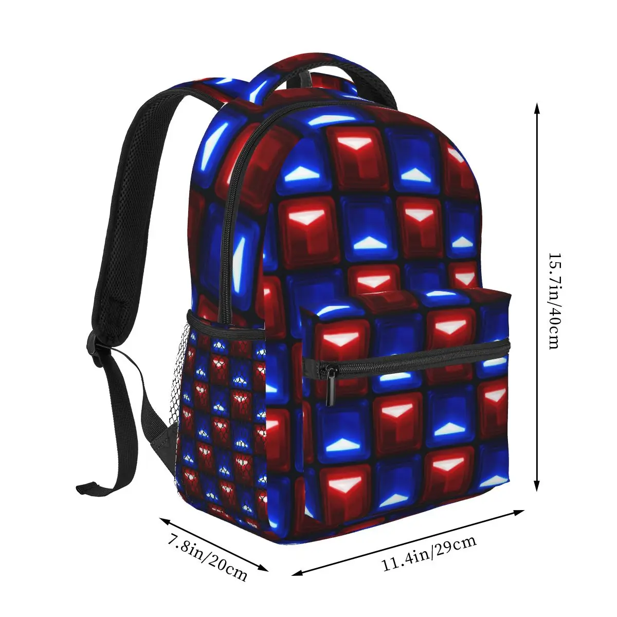 Beat Saber - V2 Block Pattern Backpacks Boys Girls Bookbag Students School Bags Laptop Rucksack Shoulder Bag Large Capacity