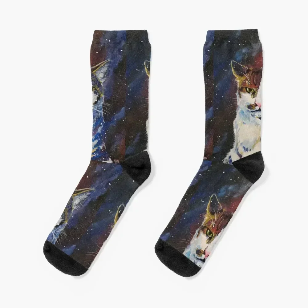 

Cosmic Cat Doesn't Care Socks New year's loose retro Stockings Women Socks Men's