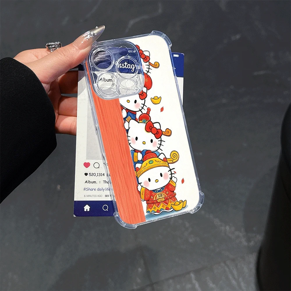 헬로키티 고양이 소프트 폰 케이스 (아이폰 14, 아이폰 16/15/14/13/12/11/x/xs/xs Max 여성용 폰 케이스, 헬로키티 애니메이션)